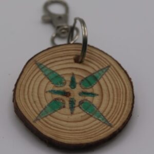 A green pattern keyring