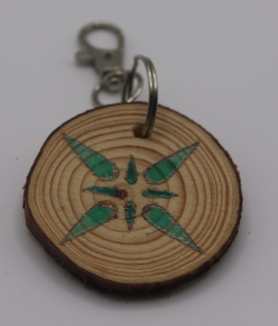 A green pattern keyring