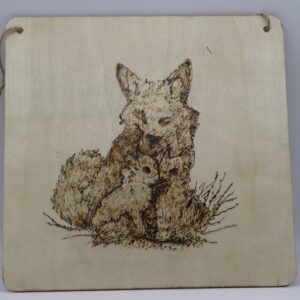 wolf with cubs done by pyrography w20cm x h20cm £18.00+pp