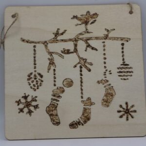 Christmas stocking hanging from branch