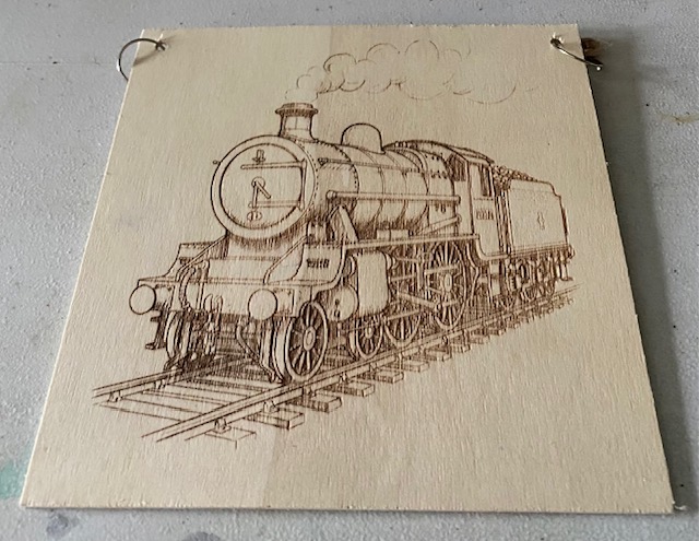 A locomotive on a plaque