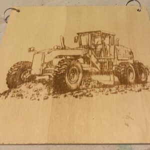 A tractor on this plaque