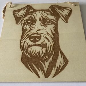 A engraved plaque of a dog