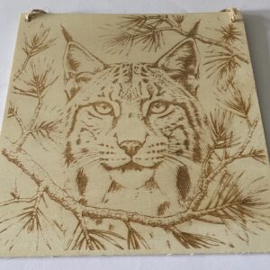A big cat head on a plaque