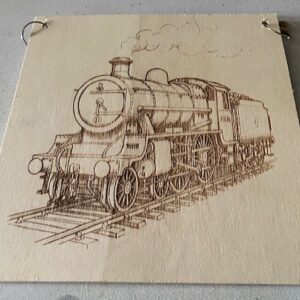 A locomotive on a plaque