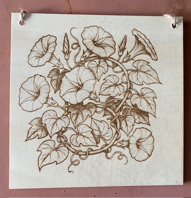 A plaque of flowers